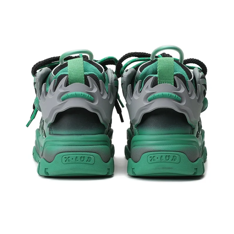 X·LUN Snowy Foot Collection Cushioning Height Increasing Slip Resistant Low Top Skateboard Shoes Unisex Green-2