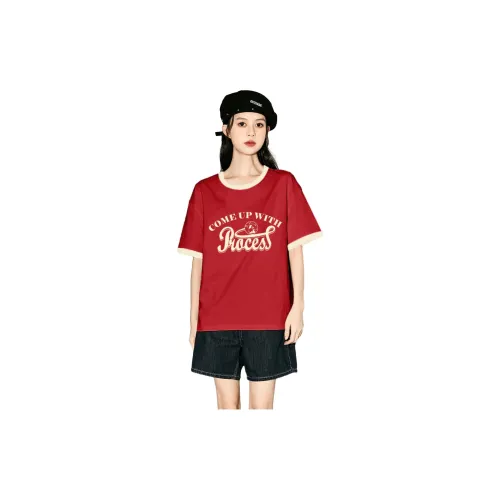 Tonlion T-Shirts Women's Large Red