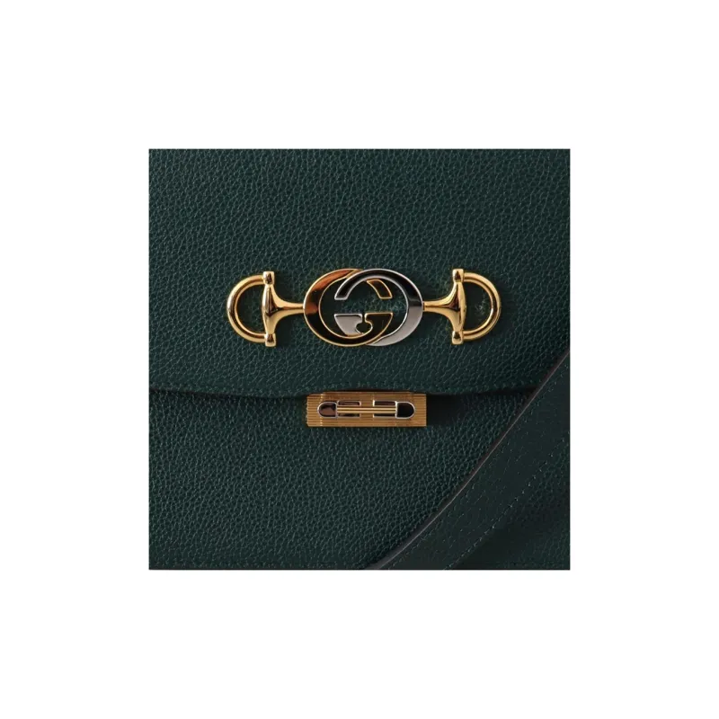 GUCCI Zumi Grained Leather Crossbody Bag Shoulder Bag Women's Green-3