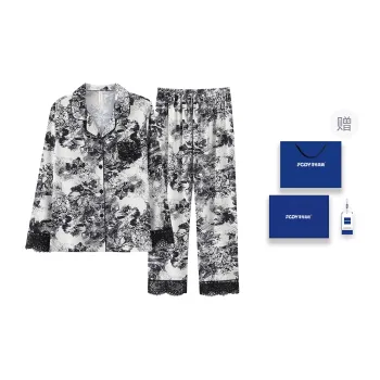 Floating Light Islands Pajama Set Women's Black