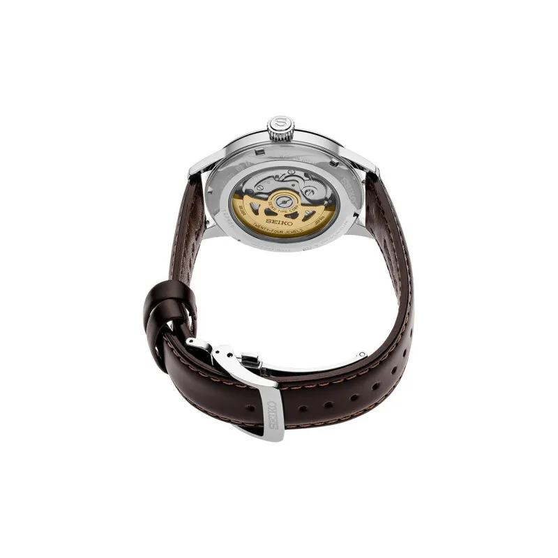 SEIKO Mechanical Movement Genuine Leather Strap Watch Men's Watches Black Dial SSA407J1-1