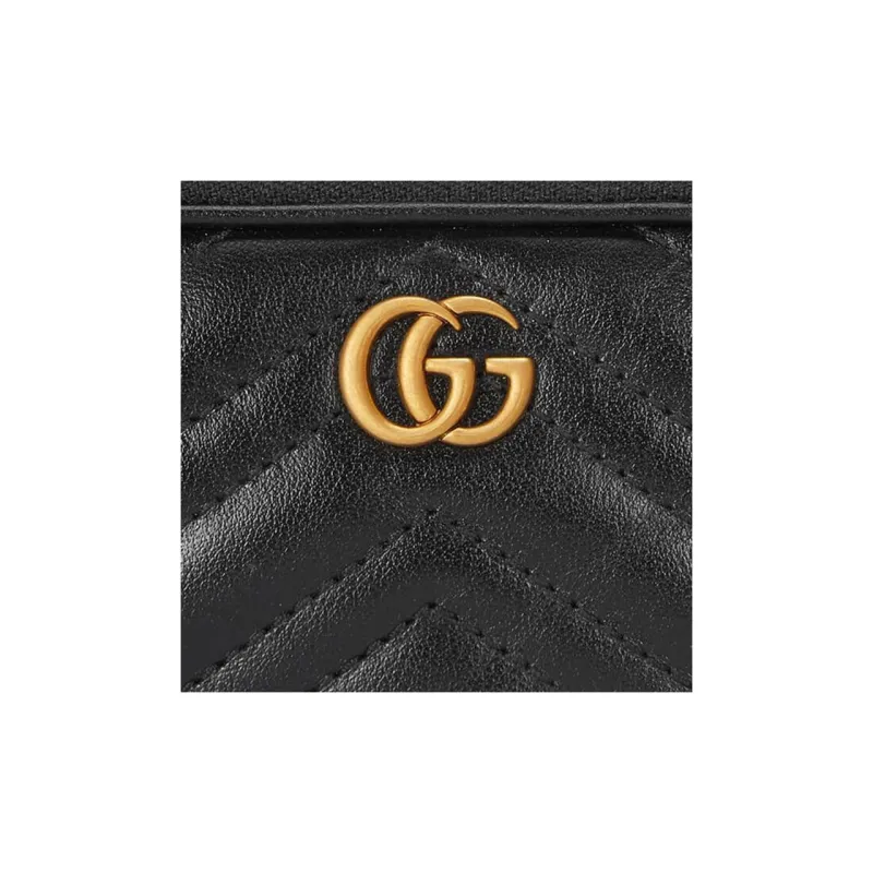 GUCCI GG Marmont Quilted Herringbone Leather Coin Purse Women's Black-4