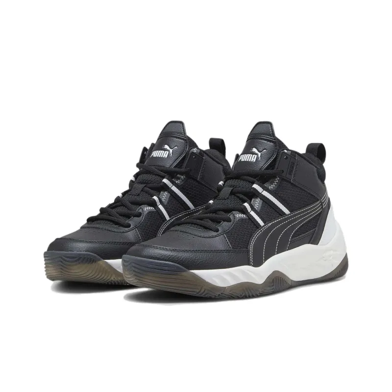 PUMA REBOUND Future NextGen Anti-Slip Wear-Resistant High-Top Casual Shoes Unisex Black White-2