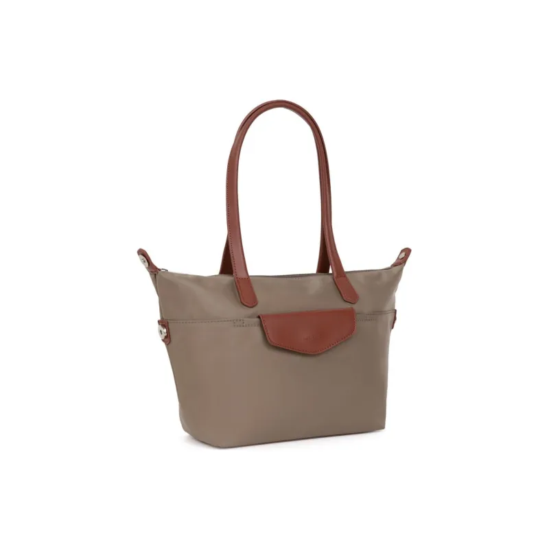 H HEXAGONA PARIS Nylon With Two Layer Leather One Shoulder Handbag Regular Women's Gray-1