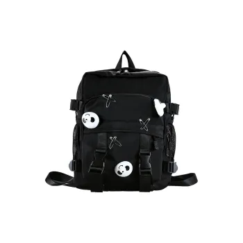 ResNonverba Nylon One Shoulder Backpack Large Size Unisex Black