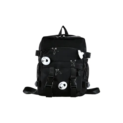 ResNonverba Nylon One Shoulder Backpack Large Size Unisex Black