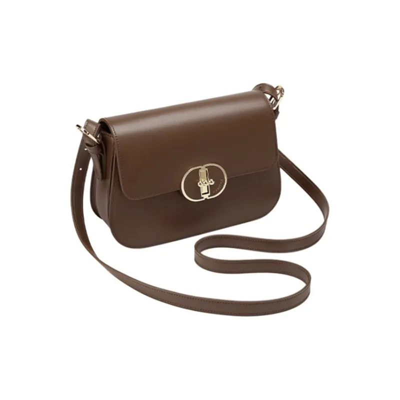 FOXER Split Cow Leather With Synthetic Leather Small Square Bag, Crossbody Bag, Shoulder Bag Women's Coffee/Black-2