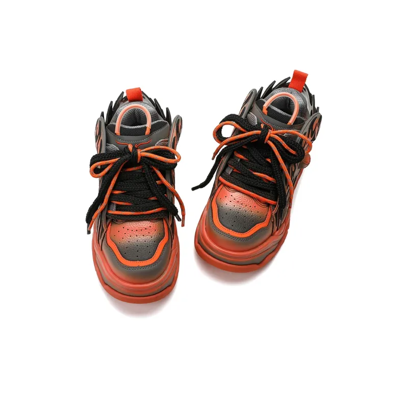 X·LUN Snowy Foot Collection Height Increasing Slip Resistant Low Top Skateboard Shoes Unisex Orange-3