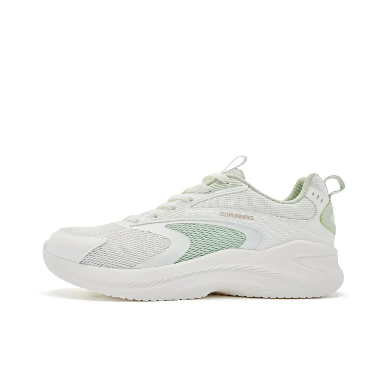 QIAODAN Balanced Lightweight Low Top Running Shoes Men's White Green-0
