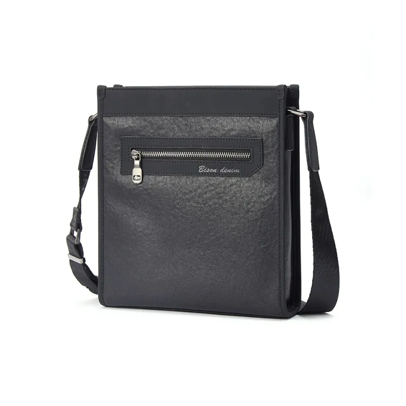 BISON DENIM Top Grain Cow Leather Vertical Backpack Business Casual Men's Bag Men's-0