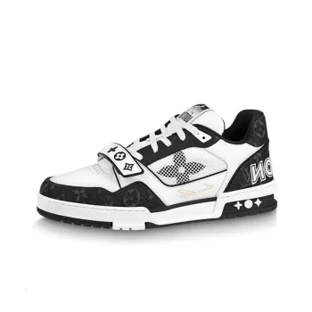 LOUIS VUITTON Trainer Mid Top Skateboard Shoes Women's Black White