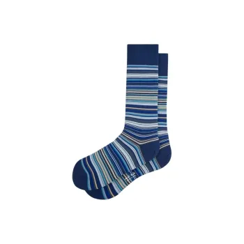 Paul Smith Paul Smith Classic Striped Series Mid-Calf Socks Men's 1 Pack Navy Blue