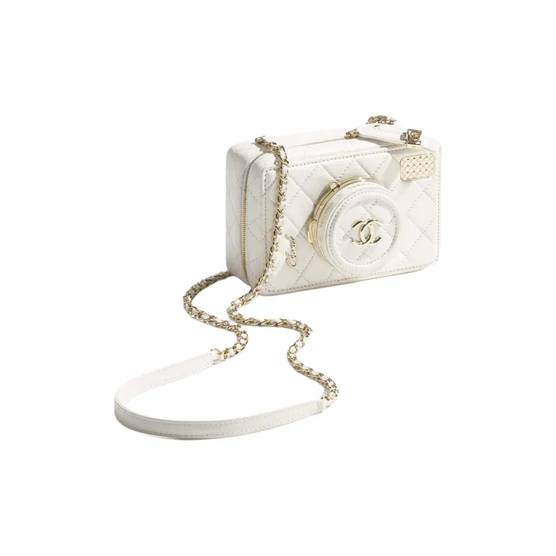 CHANEL Sheepskin Shoulder Bag, Crossbody Bag Women's White-1