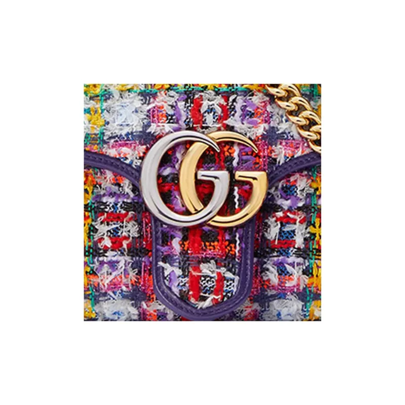 GUCCI Marmont Tweed Crossbody Bag Shoulder Bag Women's Multicolor-6