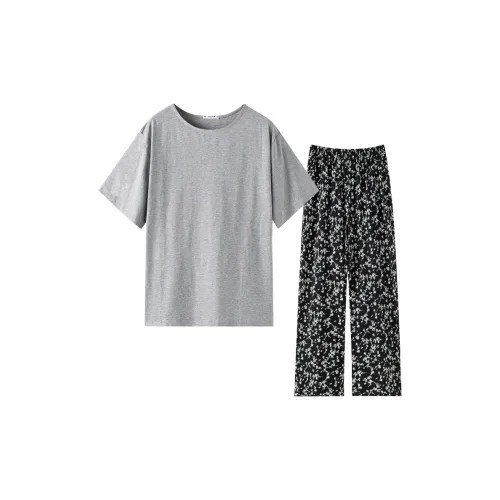 MEITENG Pajama Set Summer Women's Gray