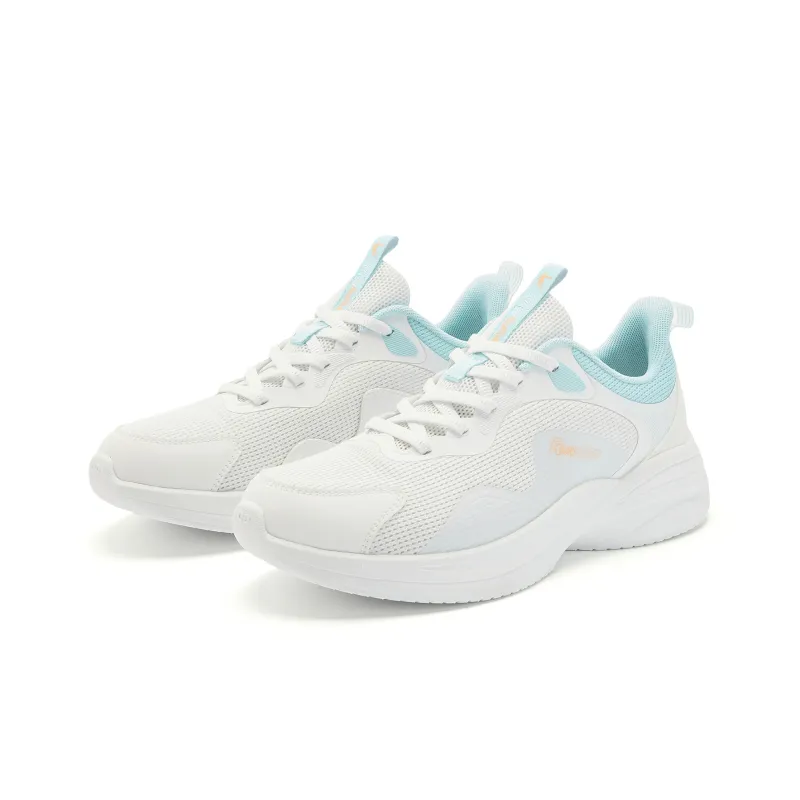 QIAODAN Support Lightweight Low Top Running Shoes Women's White Blue-2