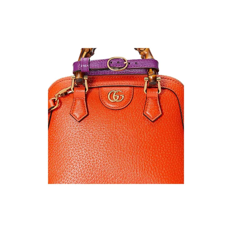 GUCCI Diana Leather Tote Bag Shopping Bag Shoulder Bag Crossbody Bag Handbag Mini Women's Orange-8