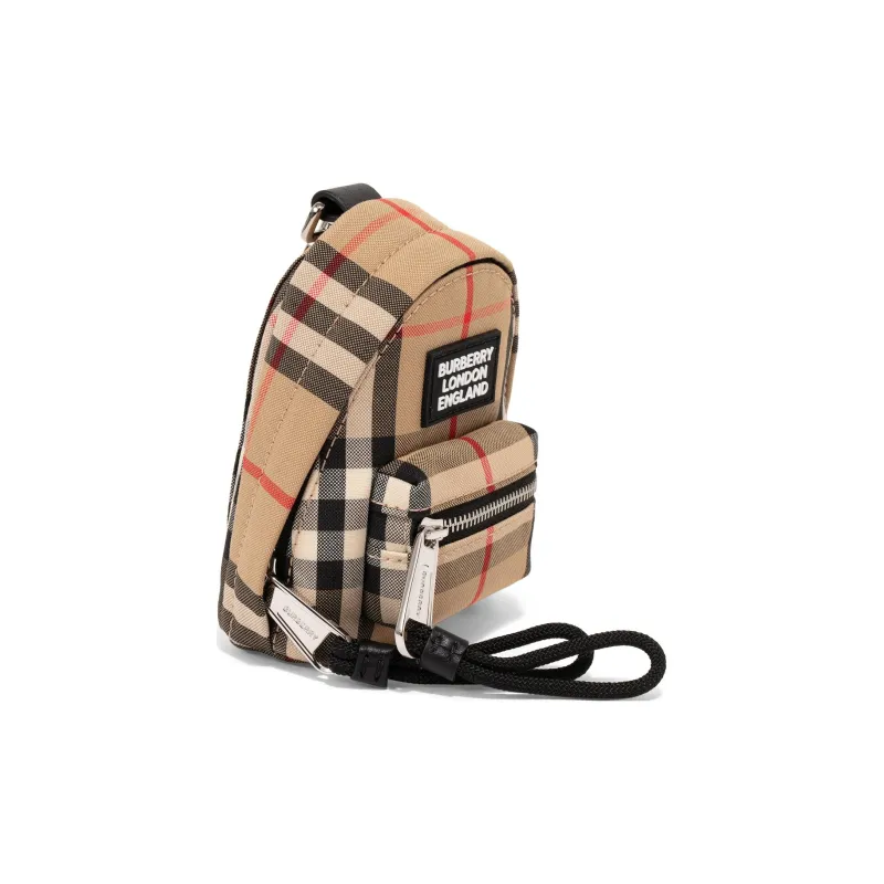Burberry Cotton Backpack Charm Bag Merchandise Mini Unisex Brown-2