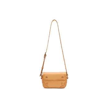 SMFK Vegetable Tanned Leather Crossbody Bag Small Size Women's Ginger Yellow