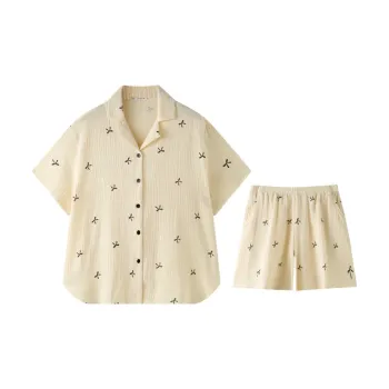 MEITENG Pajama Set Summer Women's Apricot