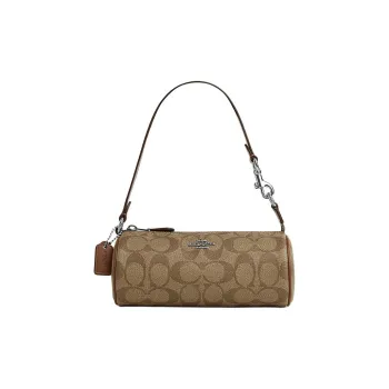 COACH Nolita Artificial Leather Cylinder Bag Handbag Shoulder Bag Small Size Women's Khaki & Saddle Brown
