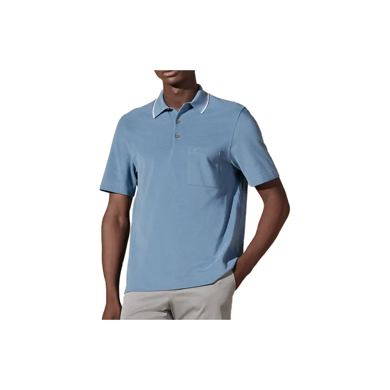 HERMES SS24 Polo Shirt Men's Light Gray Blue-2