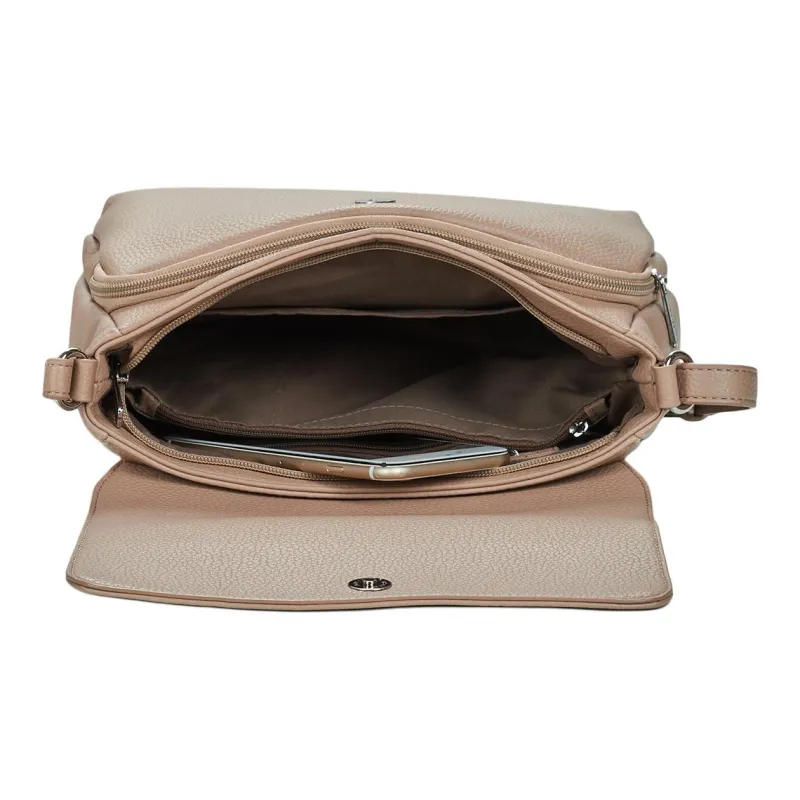 H HEXAGONA PARIS Synthetic Leather Shoulder Bag, Crossbody Bag Women's Apricot-4