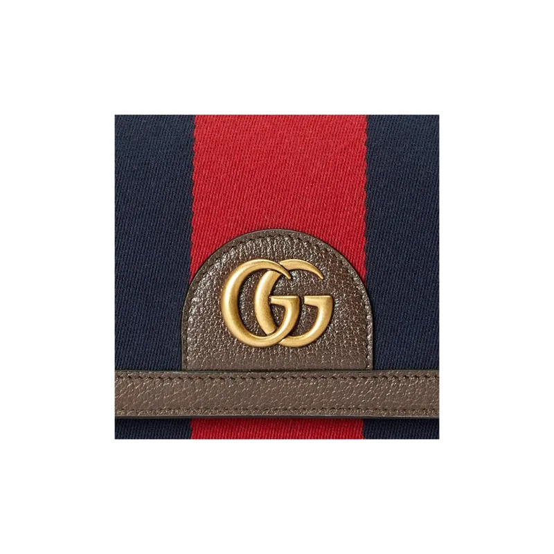 GUCCI Canvas With Leather Canvas Bag One Shoulder Crossbody Clutch Mini Men's Blue/Red-7