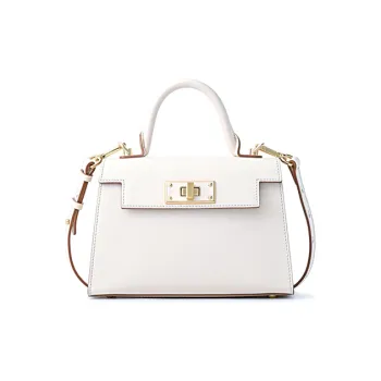 FION Cow Leather Shoulder Bag Crossbody Bag Handbag Women's White