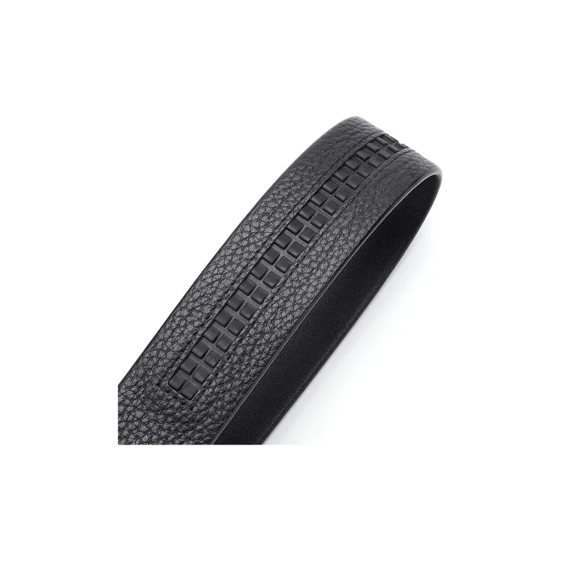 BISON DENIM Wear Resistant Durable Top Grain Cow Leather Belt Body Men's Black Width  3.5cm-2