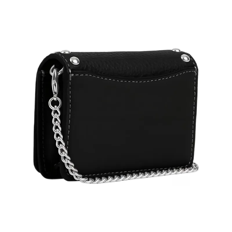 COACH Pebbled Leather Small Square Bag, Shoulder Bag, Crossbody Bag, Wallet Mini Women's Black-1