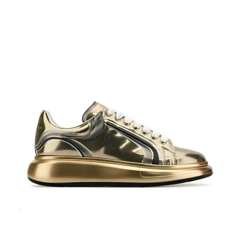 Alexander McQueen Oversized Low Top Skateboard Shoes Men's Gold-1