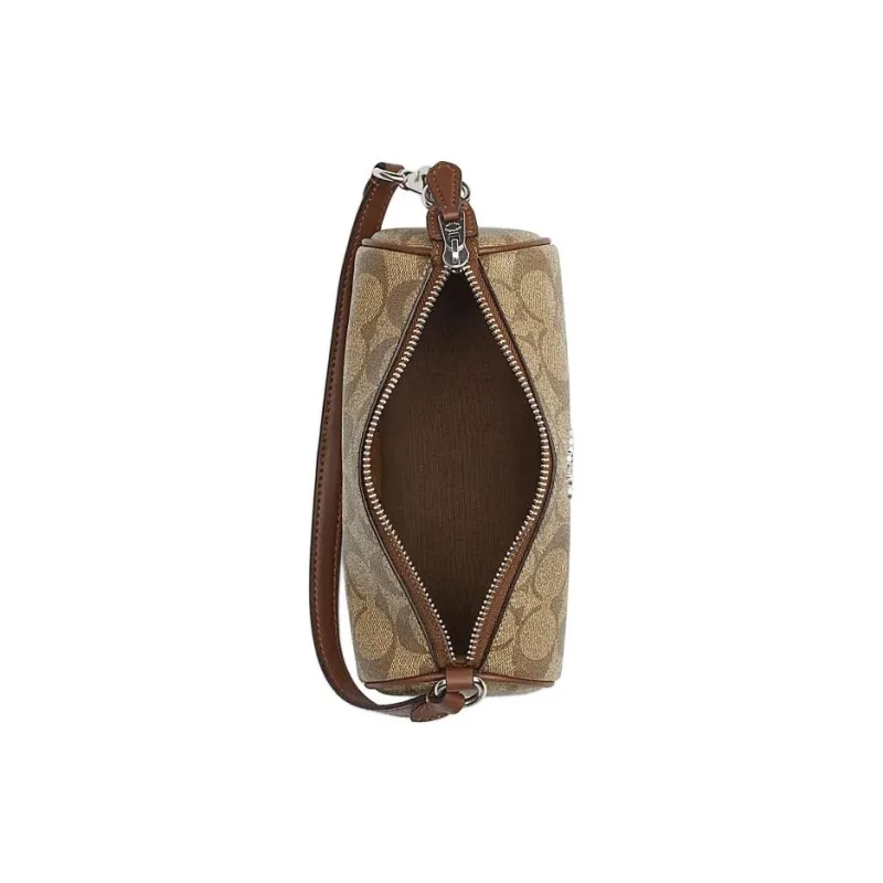 COACH Nolita Artificial Leather Cylinder Bag Handbag Shoulder Bag Small Size Women's Khaki & Saddle Brown-2