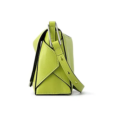 FION Cow Leather Stackable Small Square Bag, Crossbody Bag, Shoulder Bag Women's Grass Green-2