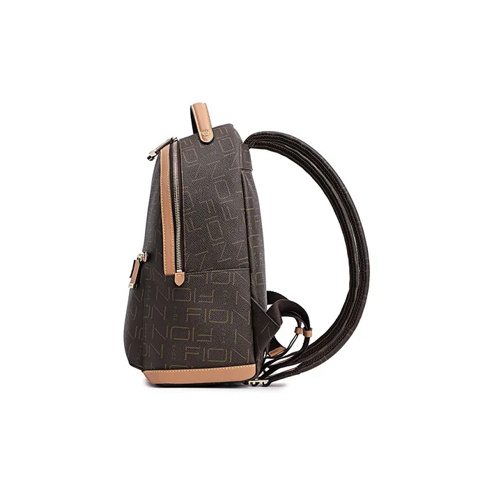 FION PVC Backpack Tubas Women's Coffee & Tea Brown-3