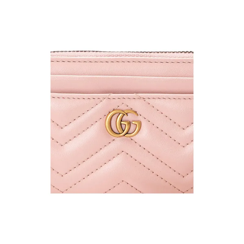 GUCCI GG Marmont Leather Card Holder Wallet Women's Pink-4