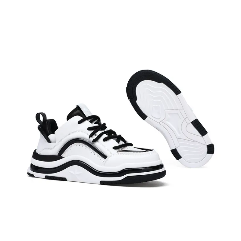 U7 Slip Resistant Cushioning Breathable Height Increasing Mid Top Skateboard Shoes Men's White-3