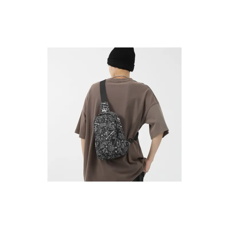 GKY Nylon Sling Bag Regular Unisex White & Black-8