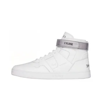 CELINE High Top Stylish Skateboarding Shoes Men's Silver White