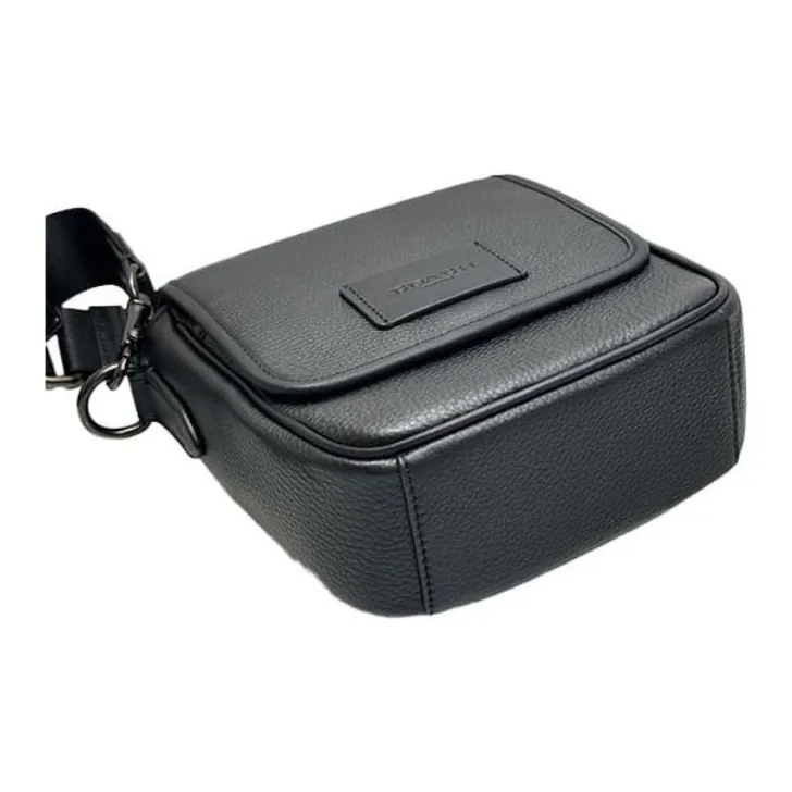 COACH Calfskin Messenger Bag, Shoulder Bag, Crossbody Bag Mini Unisex Black-3