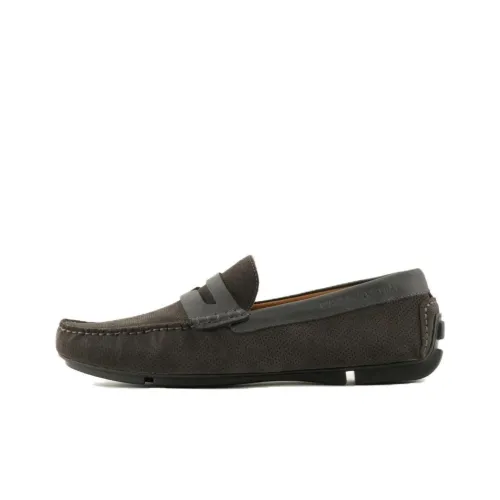 EMPORIO ARMANI Monogram-print Suede Loafers