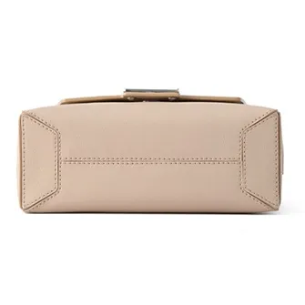 FION Cow Leather & Metal Stackable Small Square Bag, Crossbody Bag, Shoulder Bag Trumpets Women's Light Beige Camel-3