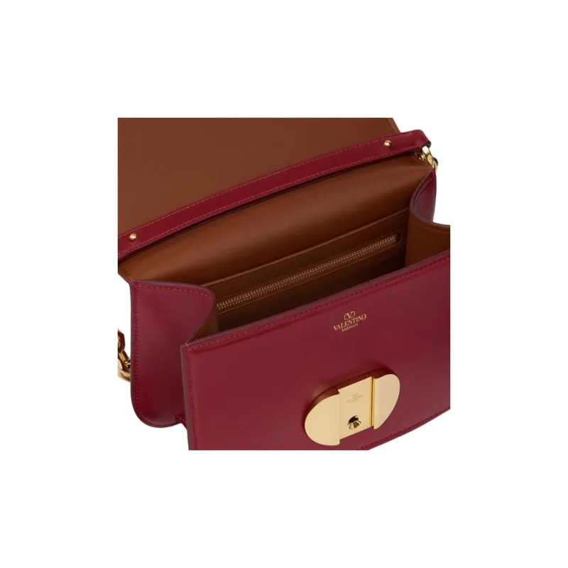 Valentino Vlogo Sheepskin Portable Crossbody Bag Shoulder Bag Women's Deep Red-6