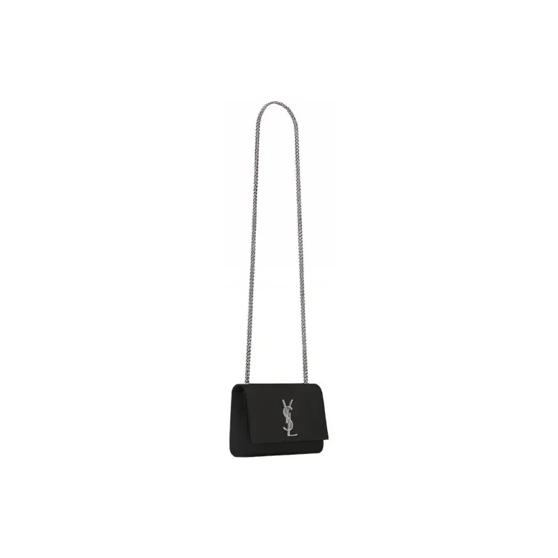 SAINT LAURENT KATE Grained Embossed Cow Leather Chain Bag Shoulder Bag Crossbody Bag Women's Black-4