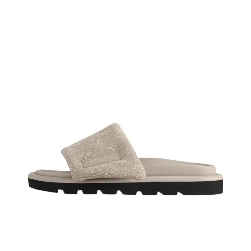 LOUIS VUITTON Pool Pillow Comfort Slip Resistant Slide Slippers Women's Beige-0