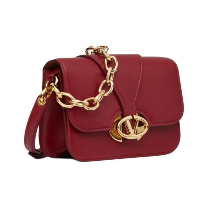 Valentino Vlogo Sheepskin Portable Crossbody Bag Shoulder Bag Women's Deep Red-1