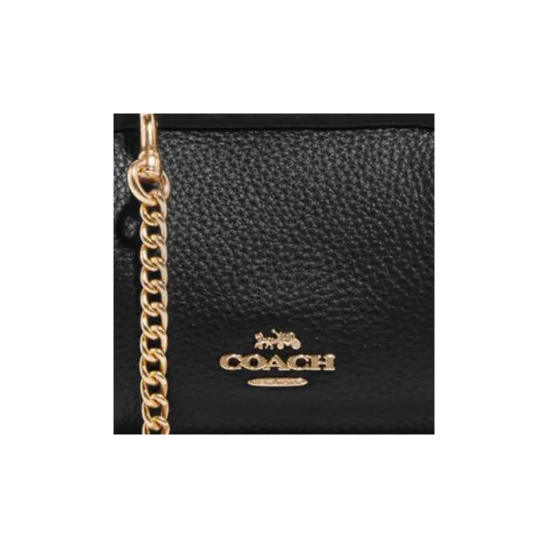 COACH Kisslock Cow Leather Shoulder Bag, Crossbody Bag, Wallet Mini Women's Black-3