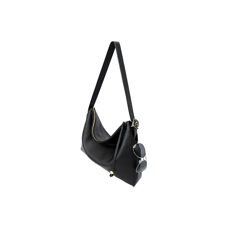 FION Cow Leather Tote Bag, Shopping Bag, Handbag, Shoulder Bag, Crossbody Bag Tubas Women's Night Black-4