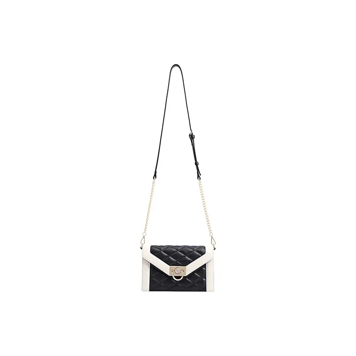 FION Cow Leather Small Square Bag Shoulder Bag, Crossbody Bag Trumpets Women's Black Gray-4