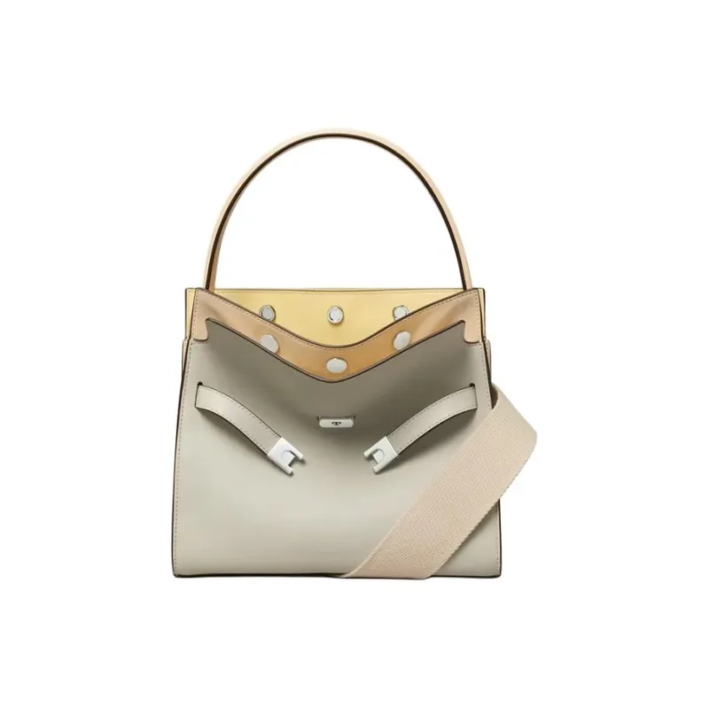 TORY BURCH Lee RadziwillBlake Calfskin Shoulder Bag, Crossbody Bag, Handbag Small Size Women's Feather Gray-2